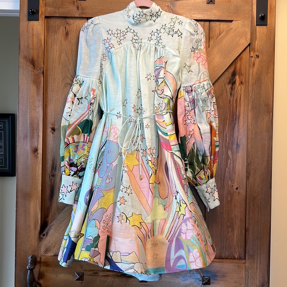 Zimmermann Runway Concert Tie Neck Bow Unicorn Mint Mini Dress AU0 - Picture 12 of 16